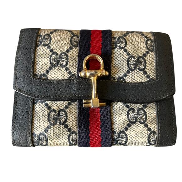 Gucci Other - Vintage 70s/80s Gucci Ophidia Blue Wallet with Change Pocket